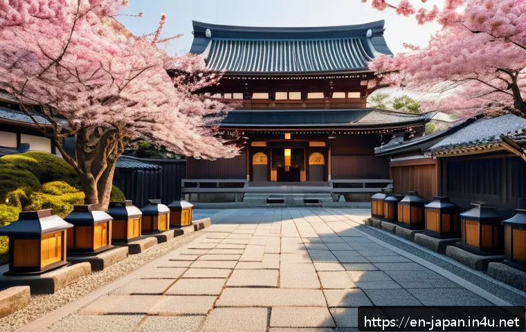 일본 전통 종교 신도와 불교 - A serene Japanese neighborhood scene at dawn, featuring small Shinto shrines nestled between traditi...